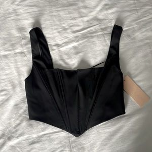 Black Asymmetrical Crop Top